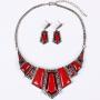 YAZILIND Vintage Ethnic Tibetan Silver Irregular Rhinestone Bib Collar Earrings Necklace Jewelry Set