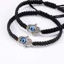 SUNSH 2Pcs Hamsa Hand Evil Eye Bracelets for Women Teen Girl Boy Couple Kabbalah Adjustable Rope Lucky Jewelry Wish Protection String Family Husband Wife Boyfriend Girlfriend Friendship Gifts
