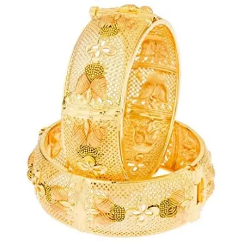 Efulgenz Indian Style Bollywood Antique Traditional 14 K Gold Plated Wedding Bridal Bracelet Hinge Open Bangle Set Jewelry Efulgenz Indian Style Bollywood Antique Traditional 14 K Gold Plated Wedding Bridal Bracelet Hinge Open Bangle Set Jewelry