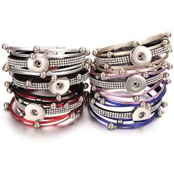 Lovglisten Snap Charms Bracelet Bangle Jewelry PU Braid Snap Button Jewelry