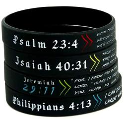 Inkstone Bible Wristbands, Gift Pack - Set of 4 Scripture Bracelets - Adult Size for Men Women