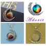 Adorit Mystical Galaxy & Crescent Moon Cosmic Colorful Pendant Necklace, Blue Glass, 17.5 Chain, Great Gift for Holidays, Birthdays, Special Days