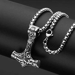 TURTLEDOVE Viking Thors Hammer Necklace - Norse Amulet Mjolnir Pendant Necklace - Celtic Pagan Symbol Jewelry