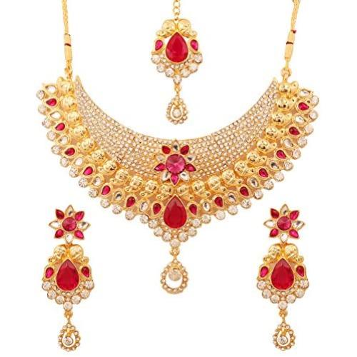 Touchstone Indian Bollywood Handcrafted Traditional Royal Mughal Kundan Polki Meenakari Enamel Colorful Wedding Designer Jewelry Long Necklace Set in Gold and Silver Tone for Women.