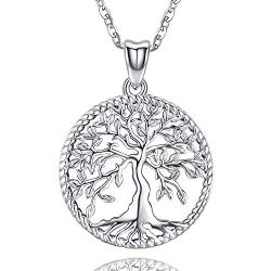 Odinstone Tree of Life Necklace, Sterling Silver Pendant for Women Girls, Best Jewelry Gifts for Mom/Wife/Grandma/Girlfriend(with Fine Gift Box)
