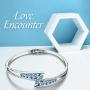 Menton Ezil Love Encounter Crystals Bangle Bracelets White Gold Plated Adjustable Hinged Jewelry