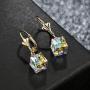 Swarovski Crystal Cube Drop Earrings for Women Leverback Dangle Earrings 14K Gold Plated Hypoallergenic Jewelry