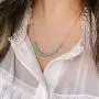 14k Yellow Gold Natural Green Jade Necklace, 18''