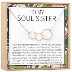 Dear Ava Best Friend Necklace - 3 Asymmetrical Interlocking Circle Necklace for BFF, Long Distance Friends, and Forever Friends - Best Friend Jewelry Charm Comes in a Rose Gold Plated Base