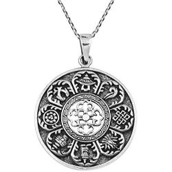 AeraVida Ancient Tibetan Amulet .925 Sterling Silver Pendant Necklace