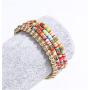 Multiple Colorful Soft Polymer Clay Bracelet African Vinyl Disc Beaded Strand Bracelet for Women Girls Surfer Boho Beaded Bracelet Bohemian Metal Ball Beads Stretch Bracelet Jewelry