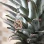 Honolulu Jewelry Company Sterling Silver with 14K Rose Gold Plated Trim Pineapple Necklace Pendant with 18'' Box Chain