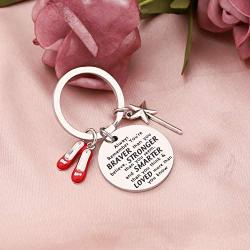 AKTAP Dorothy Ruby Inspired Keychain Wizard of Dorothy Ruby Red Slippers Jewelry Inspirational Gift You’re Braver Than You Believe