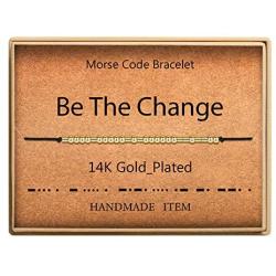 SANNYRA Morse Code Bracelet 14k Gold Plated Beads on Silk Cord Friendship Bracelet Gift for Her