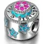 NINAQUEEN Happy Birthday Charms Cake Enamel 925 Sterling Silver Star Birthstone Beads Charm for Pandora Bracelet Jewelry Birthday Gift