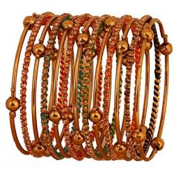 Touchstone New Colorful Bangles Collection Indian Bollywood Enchanting Multicolor Faux Silk Thread Yellow Rhinestone Designer Jewelry Bangle Bracelets. Set of 13. in Antique Gold Tone for Women.