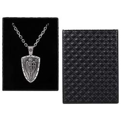 VENICEBEE Archangel St. Michael Saint Medal Cross Sword Shield Angel Guardian Protection Prayer Solid 925 Sterling Silver Pendant Necklace with Chain Black Pouch Polishing Cloth Gift Box