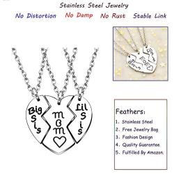 3pcs Stainless Steel Mother Daughter Pendant Necklace - Mom Big Sister Little Sister (Necklace) (Necklace)