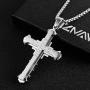 HZMAN Mens Stainless Steel Cross Necklace Inlaid Cubic Zirconia Simple Fashion Pendant Gold Silver Black 22 + 2 Inch Chain
