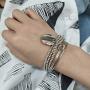 Haloty Boho Layered Knot Bangle Bracelets Silver Dainty Coin Beaded Hand Jewelry for Women and Girls(5Pcs)