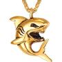 Eiffy Punk Shark Metal Pendant Necklace for Women Men Nautical Fish Necklace with Twisted Chain Personalized Male Jewelry
