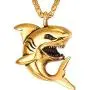 Eiffy Punk Shark Metal Pendant Necklace for Women Men Nautical Fish Necklace with Twisted Chain Personalized Male Jewelry