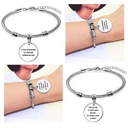 XYIYI 4 Pieces Best Friend Bracelets Adjustable Engraved Friendship Bangle Bracelet BBF Jewelry Set Graduation Gifts Birthday Gifts