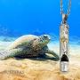 Austaras Hawaiian Turtle Bar Necklace - 925 Sterling Silver Plated Stainless Steel Whistle Pendant