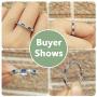 Newshe Blue Emerald Eternity Rings for Women 925 Sterling Silver Gemstone Wedding Bands Cz Size 5-10