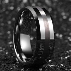 King Will Tungsten Carbide Ring 8mm Silver/Gold Wedding Band Matte Brushed Polish Finish