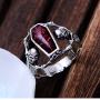 HSQYJ Punk Silver Skull Bat Ring Gothic Vampire Bloody Red Enamel Coffin Rings Mens Womens Metal Rock Biker Bands Fashion Jewelry