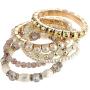 RIAH FASHION Bohemian Multi Strand Faux Pearl Bracelets - Layer Beaded Statement Stretch Lovely Crystal Charm Bangles Flower, Star, Heart