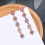 DAMLENG Chic Hypoallergenic Colorful Crystal Long Tassel Flower Stud Earrings Boho Floral Dangle Earrings for Women Girls