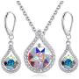 GoSparkling Swarovski Earring and Necklace Set – Pendant & Earrings with Swarovski Crystals – Teardrop Jewelry Set – with Swarovski Crystals – Elegant & Tasteful Set – Wonderful Gift Idea
