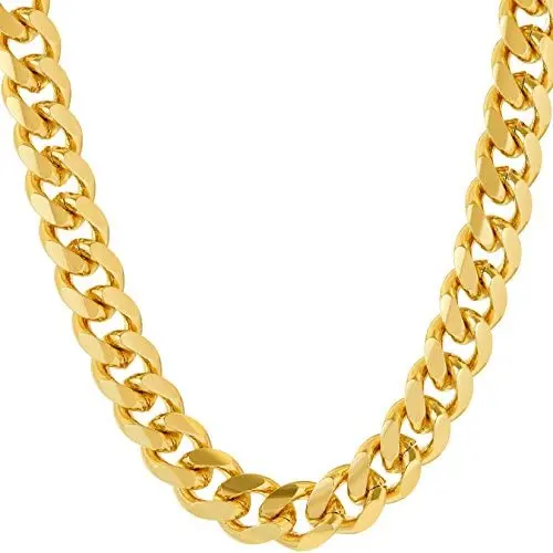 LIFETIME JEWELRY 9mm Cuban Link Chain Necklace for Men and Women 24k Gold Plated LIFETIME JEWELRY 9mm Cuban Link Chain Necklace for Men and Women 24k Gold Plated