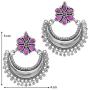 Aheli Indian Traditional Rajasthan Jaipur Collection Oxidised Silver Chandbali Earrings Antique Jewelry for Women Girls