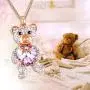 GEORGE · SMITH Brother Bear Animal Necklace Purple Heart Teddy Pendant Necklace with Crystals from Austria, Birthday Gifts for Daughter Teen Girls Girlfriend