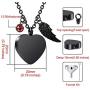 VIBOOS Heart Angel Wing Pendant Urn Necklace Birthstones for Men Women Boys Girls Dog Cat Pet Stainless Steel Ashes Necklace Memorial Keepsake Cremation Funnel Kit Jewelry