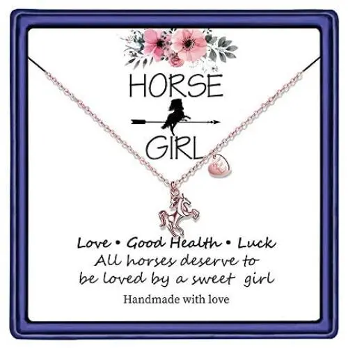 Hidepoo Horse Gifts for Girls, 14K Rose Gold Plated Horse Pendant Necklace Kids Heart Initial Necklace Dainty Horse Jewelry Girls Horse Necklace Horse Gifts for Girls Women Hidepoo Horse Gifts for Girls, 14K Rose Gold Plated Horse Pendant Necklace Kids Heart Initial Necklace Dainty Horse Jewelry Girls Horse Necklace Horse Gifts for Girls Women