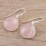 NOVICA Rose Quartz .925 Sterling Silver Dangle Earrings Dancing Soul