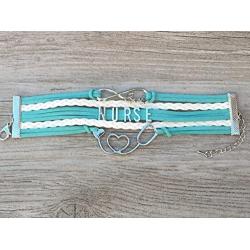 Nurse Charm Stethoscope Infinity Love Bracelet, Nurse Jewelry, Teal and White Nurse Bracelet Makes Perfect Nurse Gifts