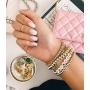 HEIMAXING Gold Stackable Bead Bracelet, 18k Gold Plated Beaded Bracelet Set Elastic Chain Love Friendship Mama Bracelets for Women Men