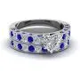 IOU 3pc Two Rings His Hers Wedding Ring Sets Couples Rings Womens White Gold Plated Heart CZ Wedding Engagement Ring Bridal Sets Mens Stainless Steel Wedding Band