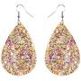 KaFu 4 Pairs Faux Leather Bohemia Earrings for Women Declaration Handmade Lightweight Petal Teardrop Dangle Leather Earring set,suitable for ladies and girls
