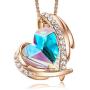 CDE Love Heart Pendant Necklaces for Women Silver Tone Rose Gold Tone Crystals Birthstone Valentines Day Jewelry Gifts for Women Party/Anniversary Day/Birthday