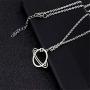 Planet Necklace for Men Women Silver Stainless Steel Hippie Hip Hop Kpop Punk Planet Pendant Necklace Birthday for Teens Eboys Egirls Best Friend Bro
