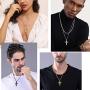 PROSTEEL Stainless Steel Cross Necklace for Men Women, Inspirational Necklace, Silver/Black/Gold Tone, Hypoallergenic, Engrave Text Available, Come Gift Box