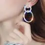 Jovono Fashion Double Circle Earrings Mother Girlfriend Gift Ear Earring Jewelry for Women and Girls (Silver)