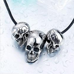 PAMTIER Mens Stainless Steel Gothic Biker Skull Pendant Necklace DIY Jewelry