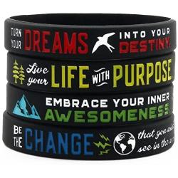 Inkstone - Positive Message Bracelets (Set of 4) - Inspirational Jewelry with Motivational Sayings for Men Women Teens